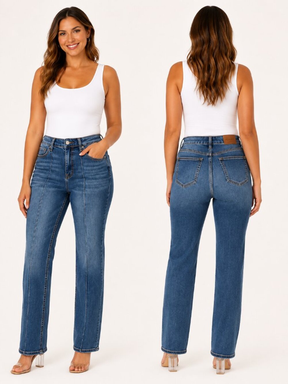Judy Blue Straight Fit Front Seam Jeans Medium Wash Stretch Denim 9/29